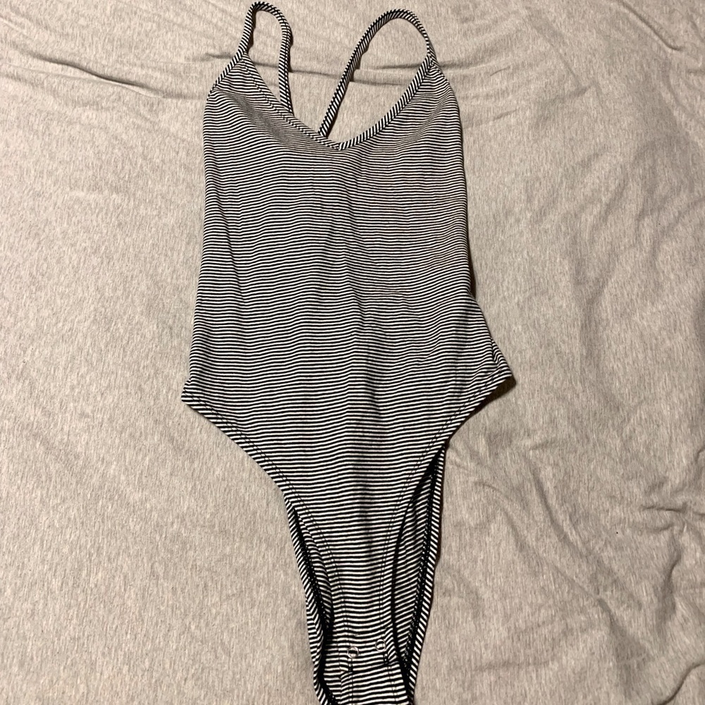 Black & White Striped Body Suit